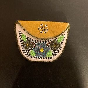Alaskan Native made beaded leather coin purse